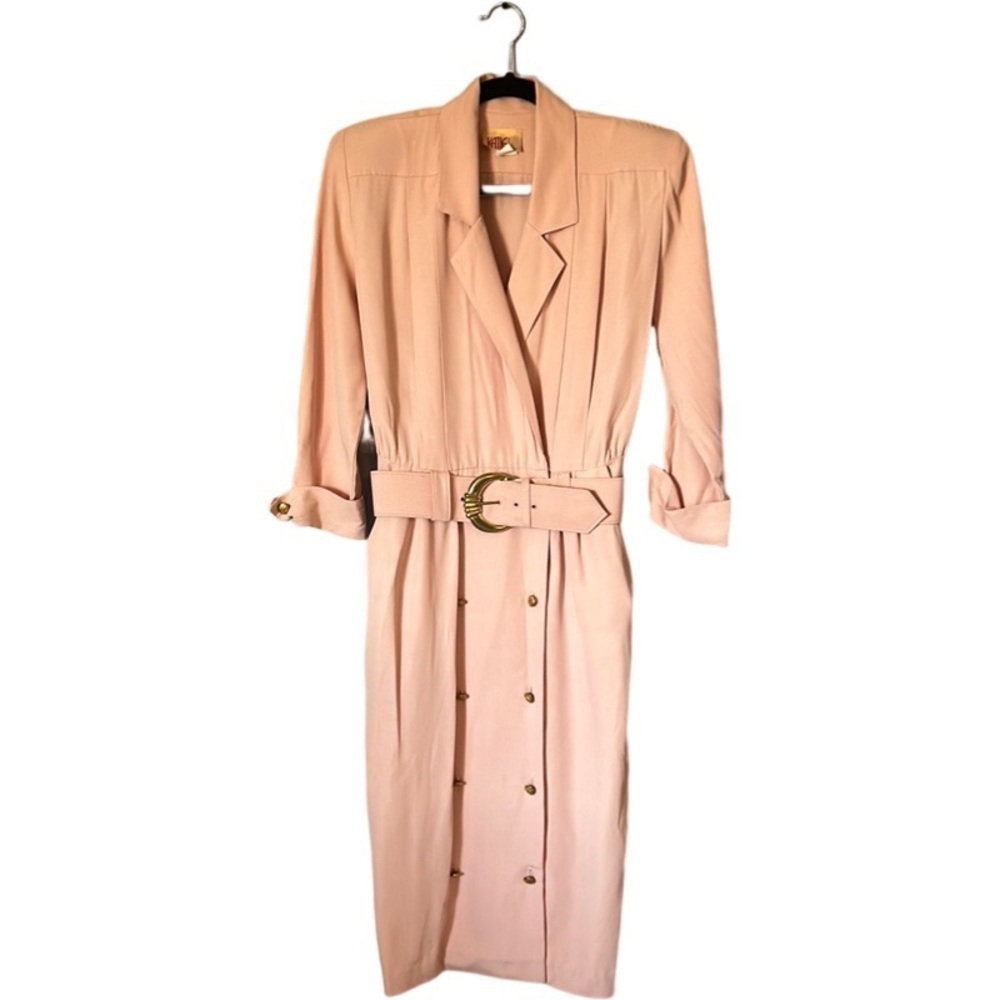 Chic Pink Belted Midi Dress